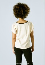 Camiseta algodón con frase beige
